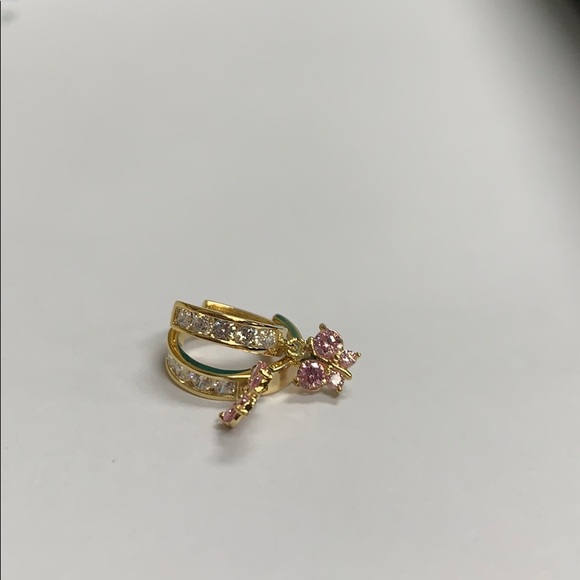 Gold Plated Huggies Butterfly Hoop Earrings - Picture 8 of 12